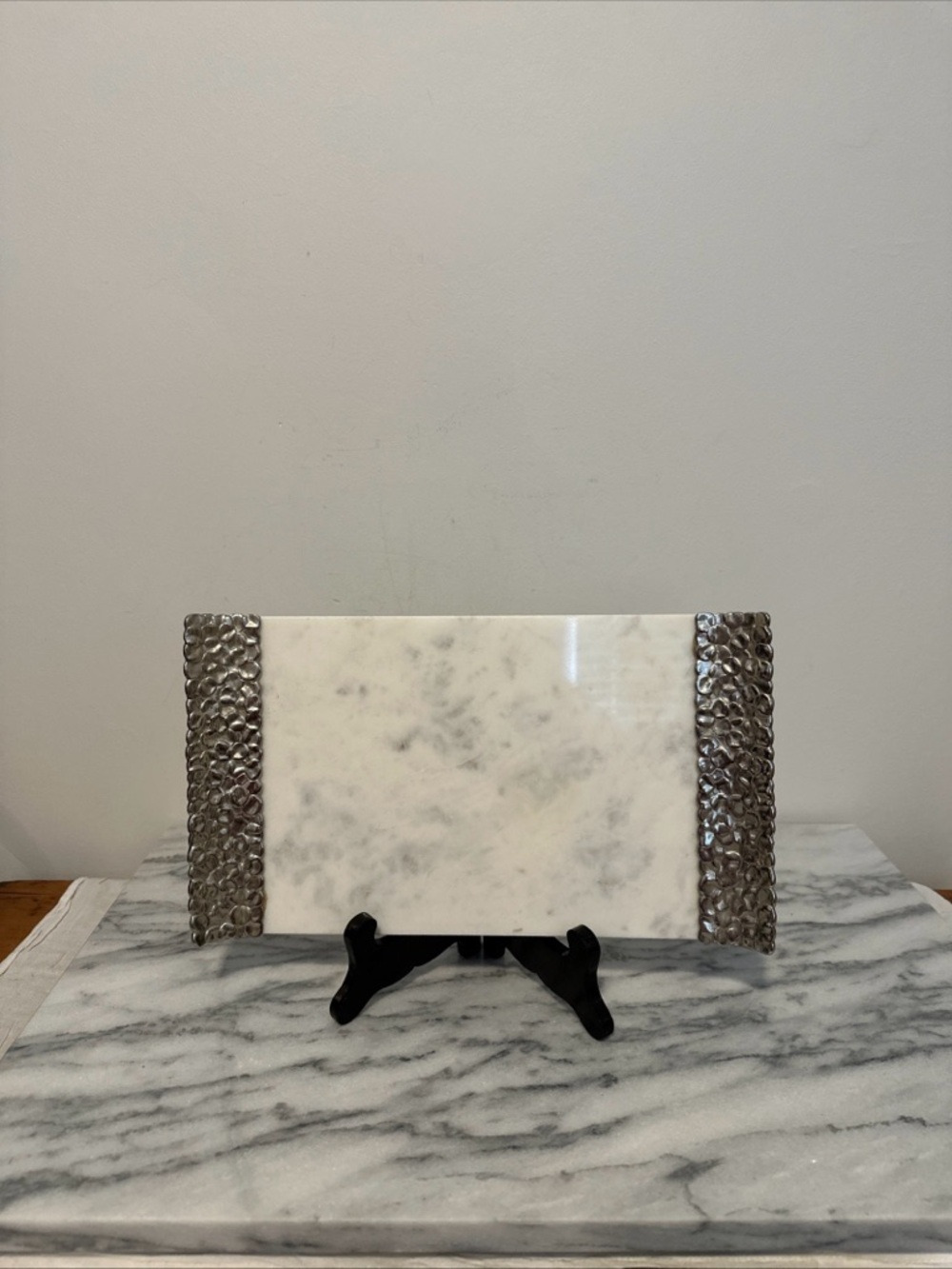Michael Aram White Marble and Silver Accent Cheese/Serving Board